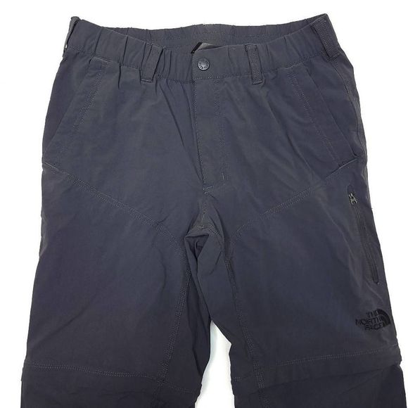 North Face Pants Mens Medium Gray Elastic Waist Convertible Hiking Nylon Stretch - Picture 2 of 8
